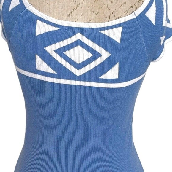 Subdued Womens Sweater Blue White One Size Ribbed Italy Soft Girl Coastal Knit - Picture 7 of 12